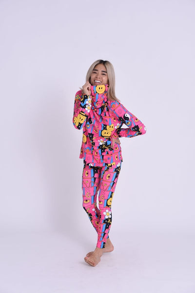 Trippy Hippy Women's High Neck Baselayer Top - OOSC Clothing