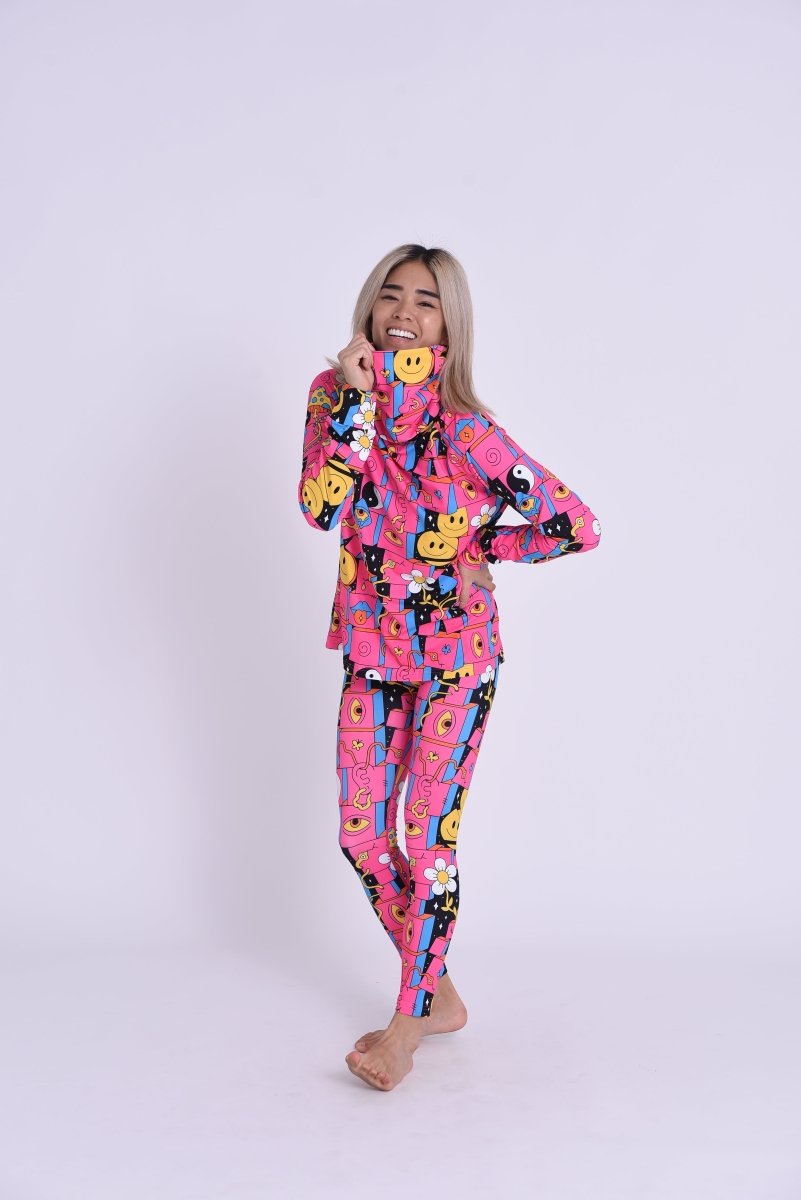 Trippy Hippy Women's High Neck Baselayer Top - OOSC Clothing