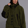 Sherpa Fleece Jacket - Khaki / Black - Women's