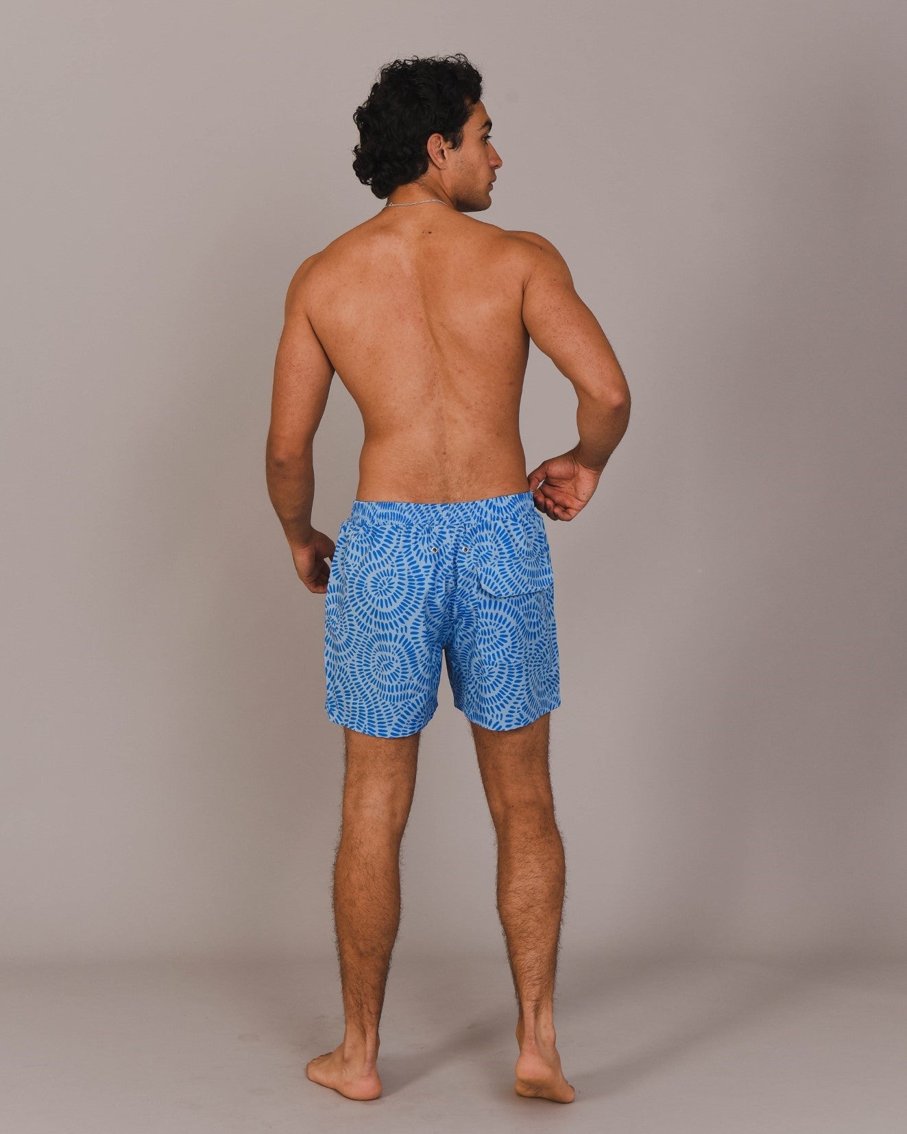 Blue Swirl Pattern Swim Shorts