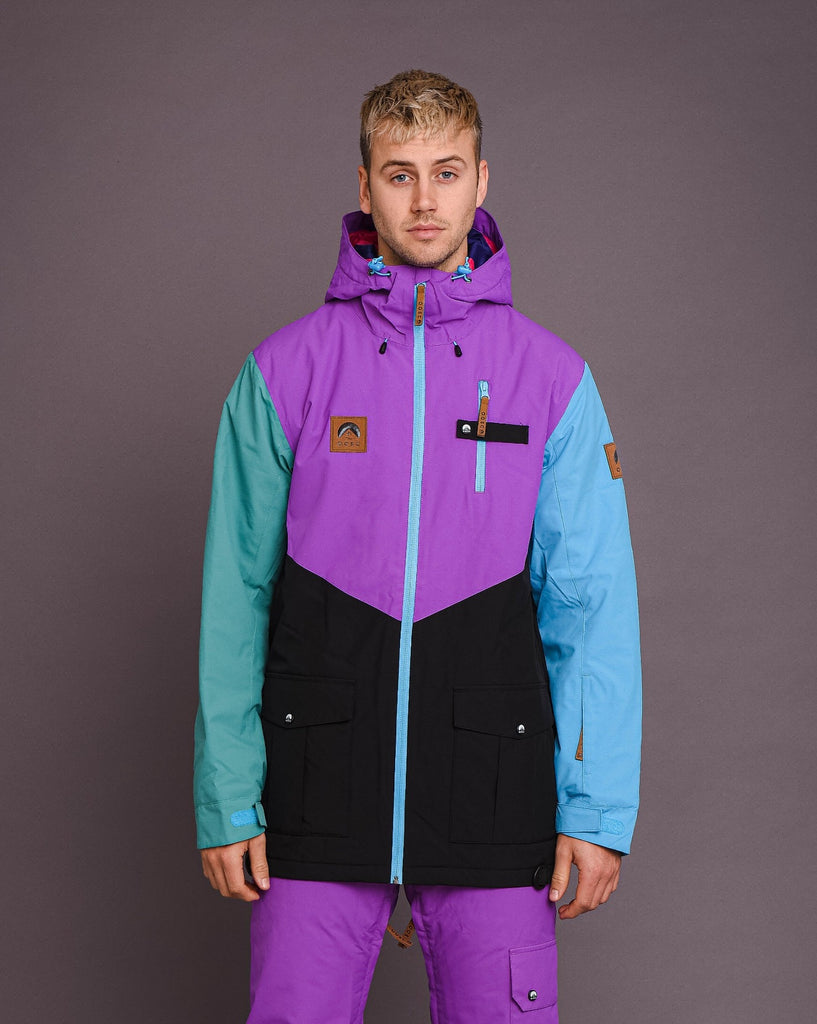 Yeh Man Mens Ski Snowboard Jacket Purple Black