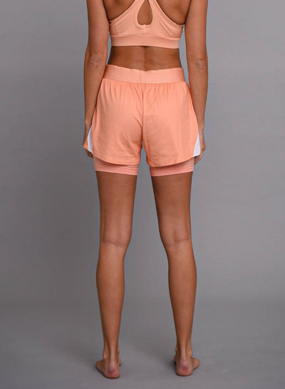 oosc 2-in-1 orange womens gym shorts