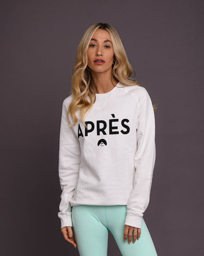 white apres sweater