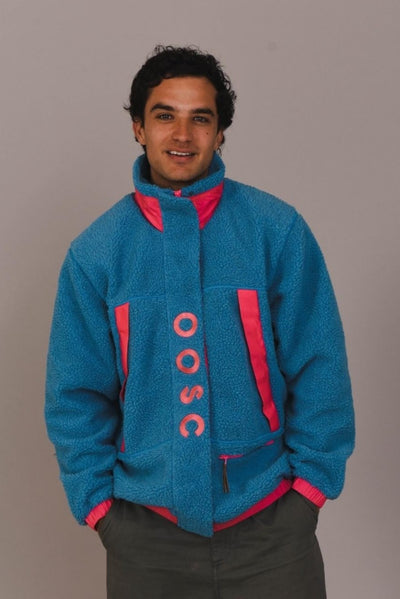 Sherpa Fleece Jacket Blue / Pink - Men's