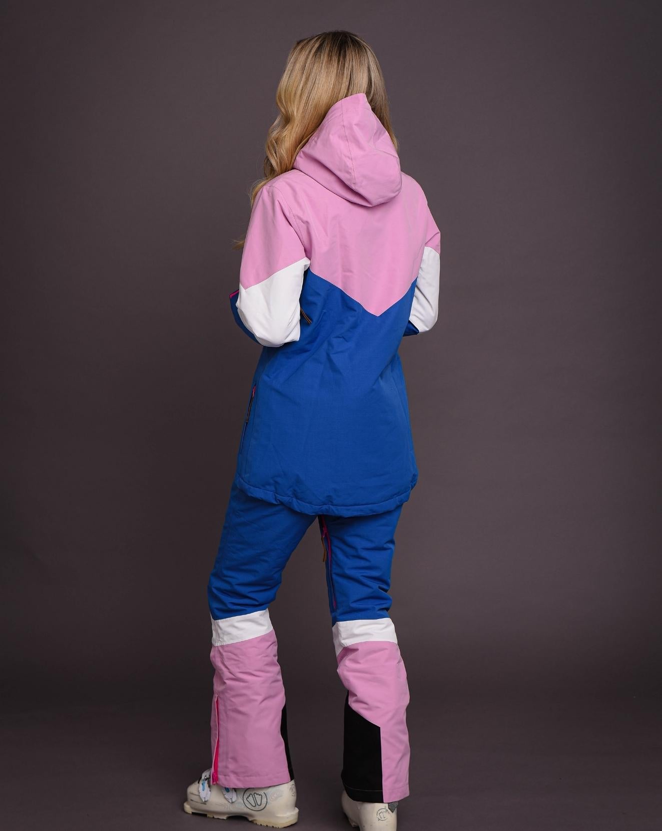 Blue White & Pink Ladies Ski Jacket - OOSC Clothing