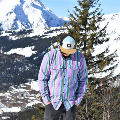 Ski & Snowboard Reversible Jacket - Black / Purple Striped (front)