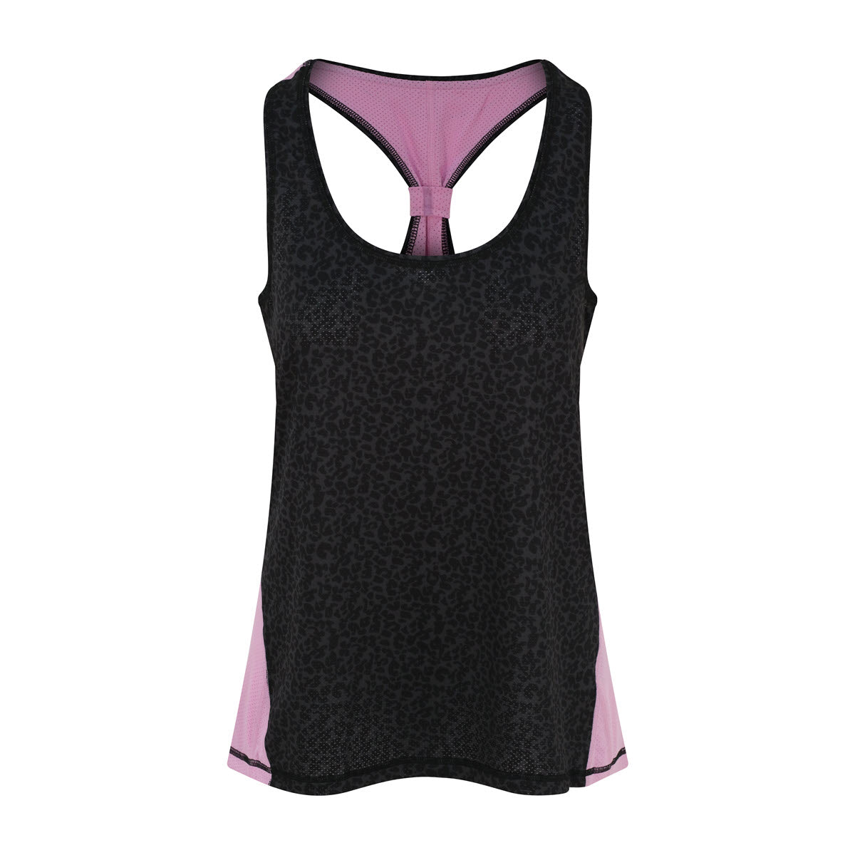 Black Leopard Print Womens Gym Vest Top