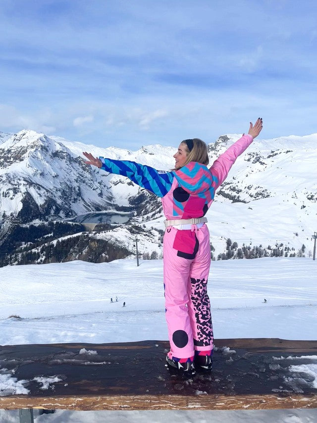 Pink misguided fitted ski suit size 2 Cordova look alike retails for $998