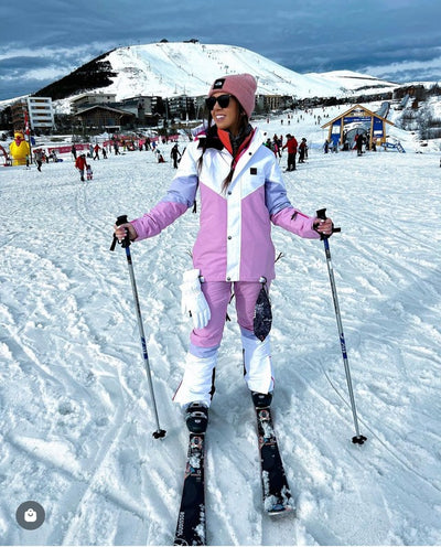 1080 Women's Ski & Snowboard Jacket - Pastel Pink, White & Pastel Purple