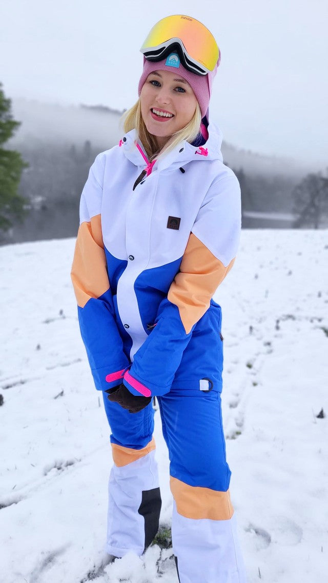 Peach White & Pink Ladies Ski Jacket - OOSC Clothing