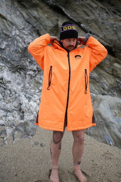 Pump Me Up Recycled Sherpa Lined Changing Robe - Orange - Unisex