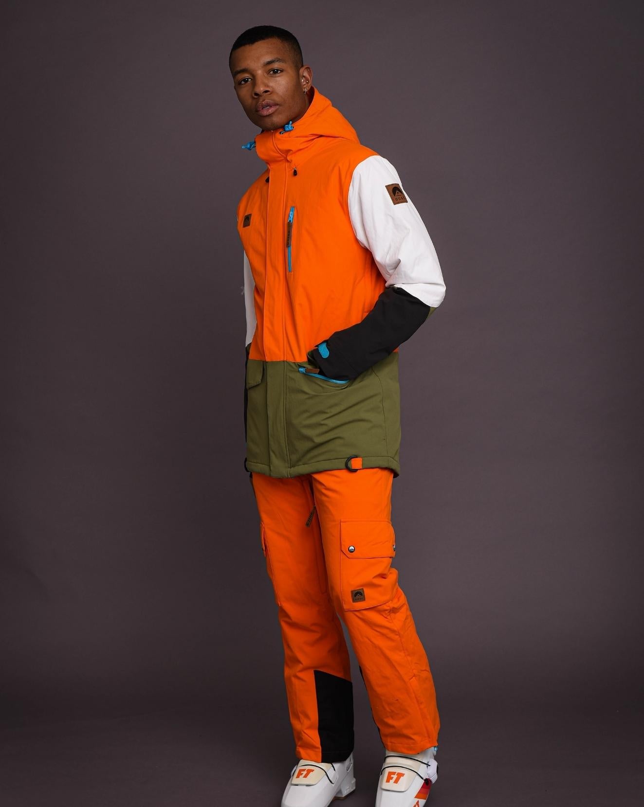 Yeh Man Orange Khaki White Ski Snowboard Jacket OOSC Clothing