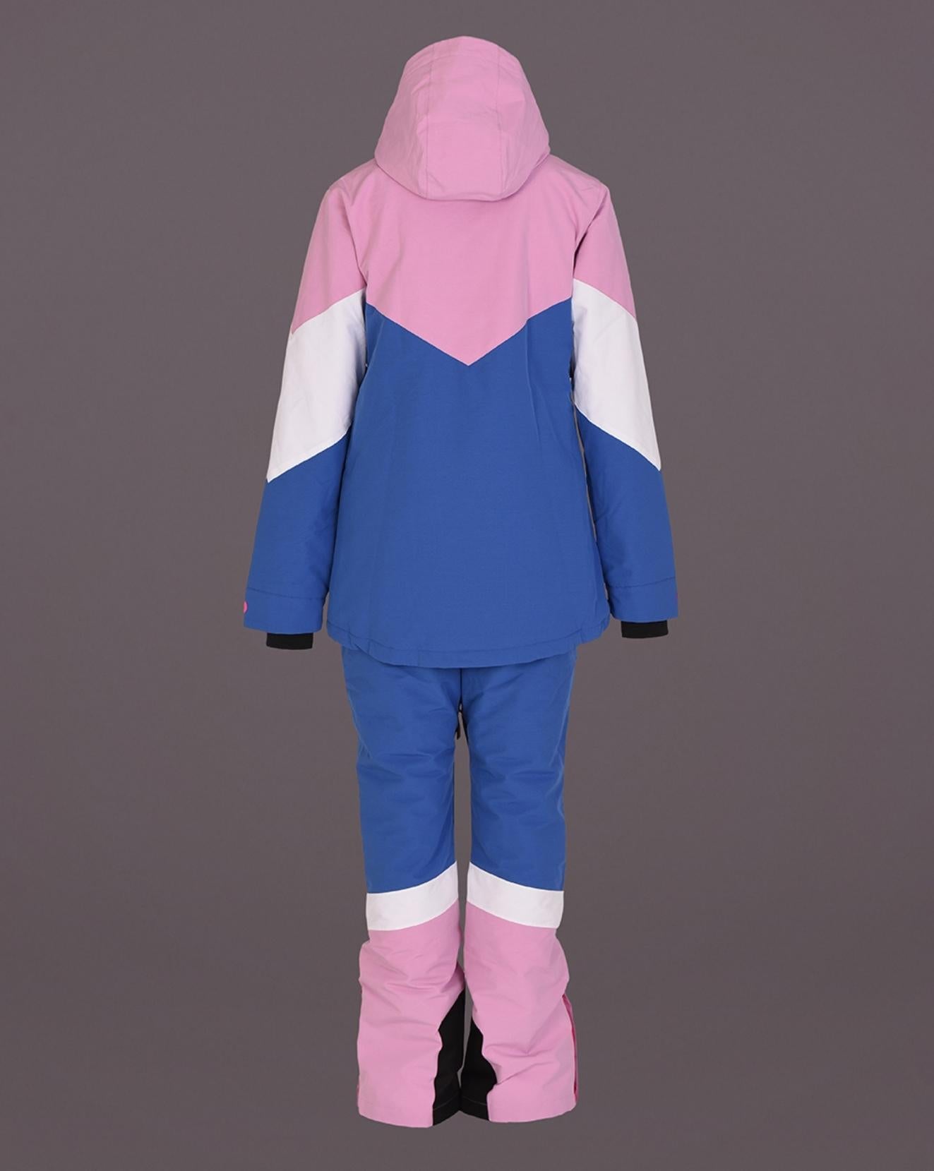 Blue White & Pink Ladies Ski Jacket - OOSC Clothing