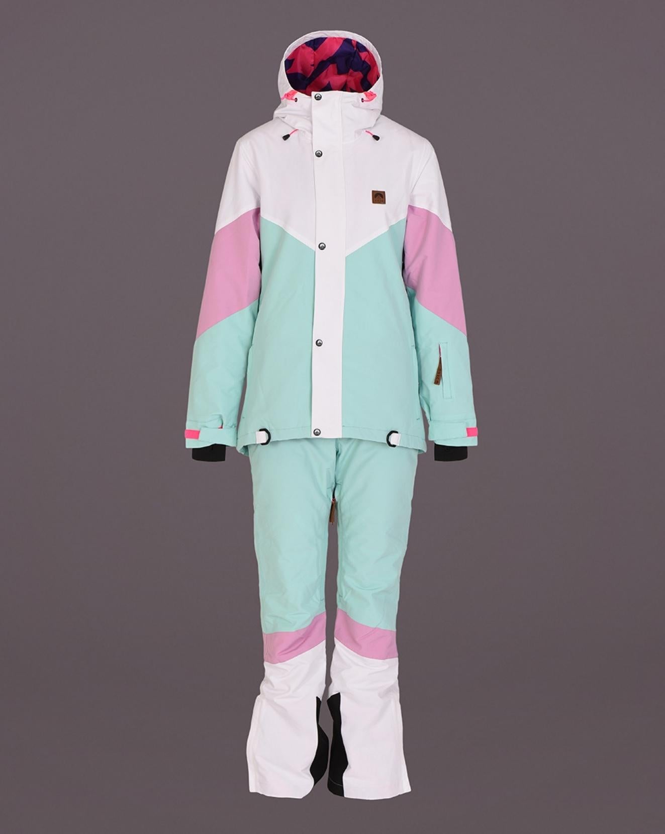 1080 Women's Ski & Snowboard Pant - Pastel Pink, White & Pastel Mint