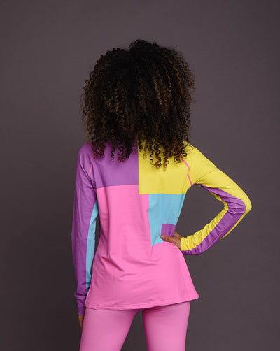 pink and coloured baselayer top