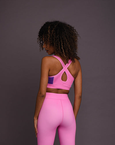 pink crossback sports bra