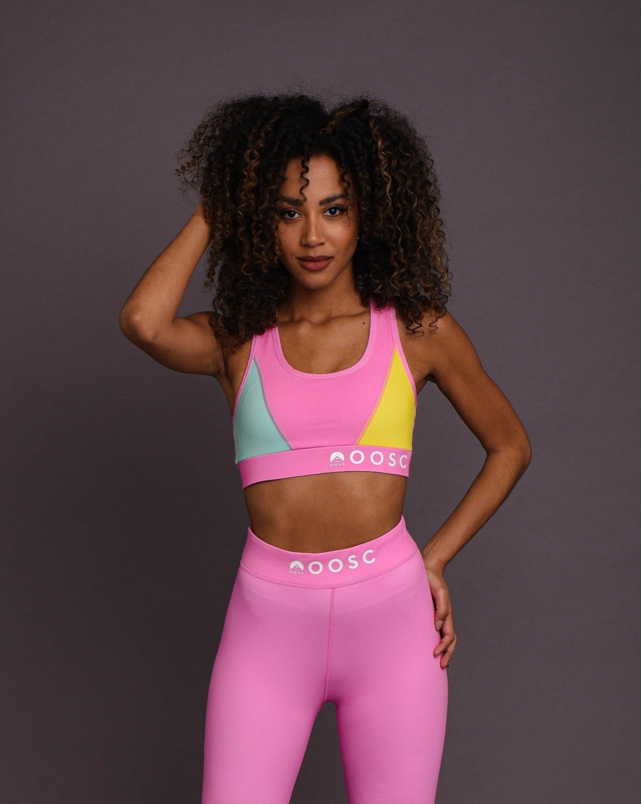 bright pink sports bra