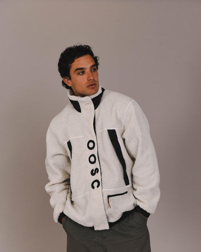 Sherpa Fleecejacke Weiß / Schwarz - Herren