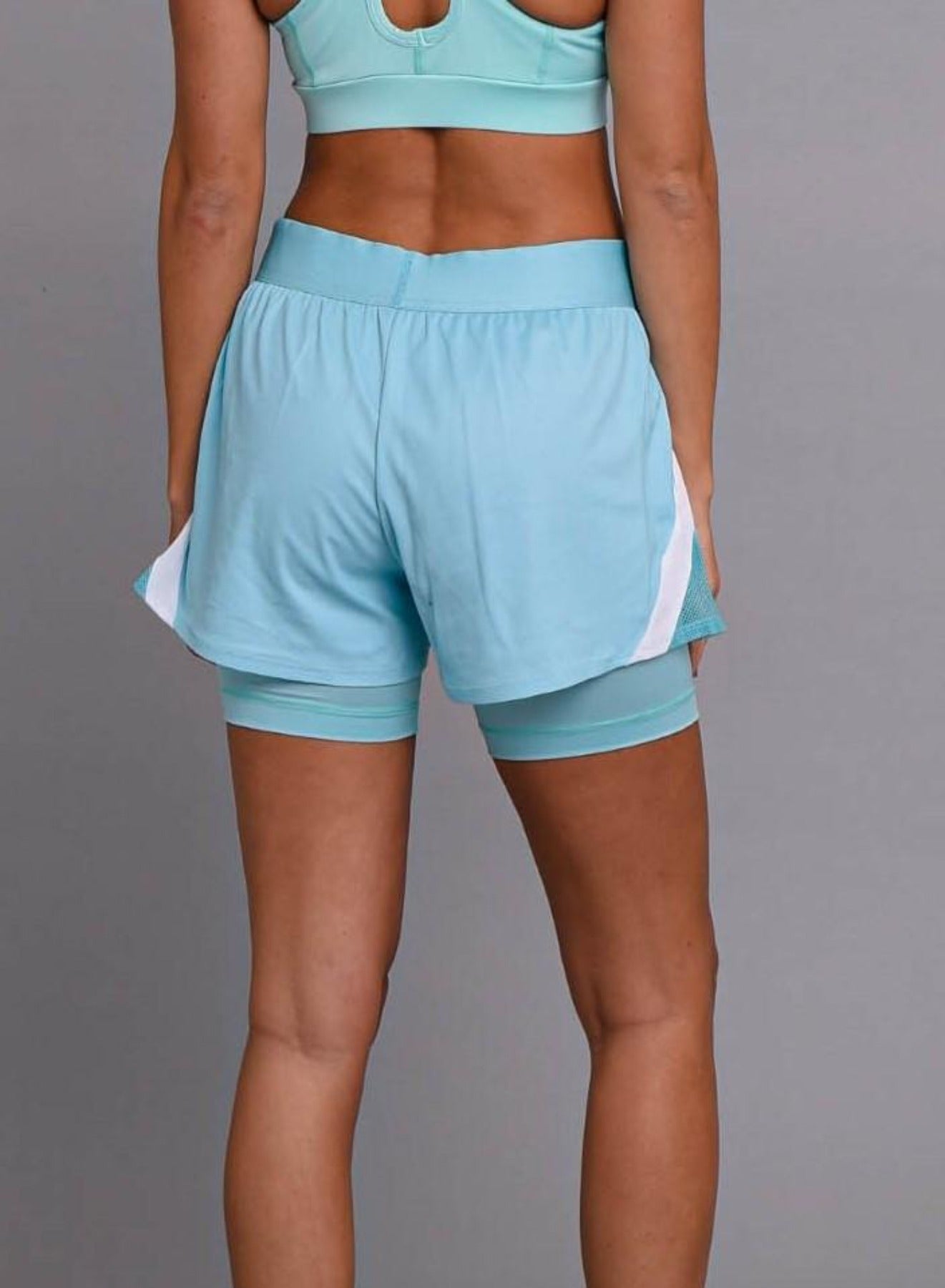 oosc turquoise 2-in-1 womens gym shorts