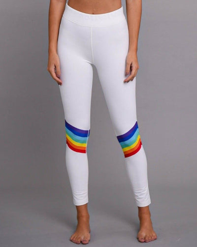 oosc womens white rainbow ski base layer leggings