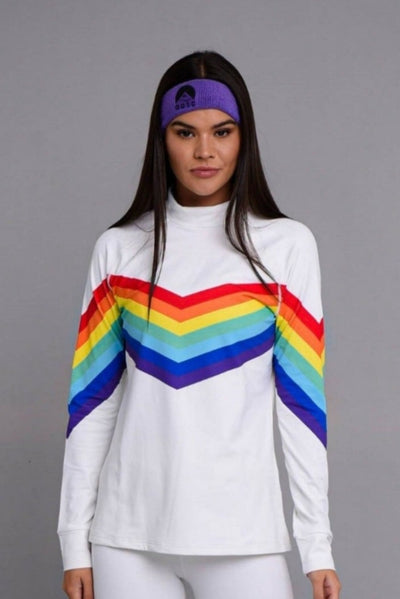 oosc womens white rainbow ski base layer top