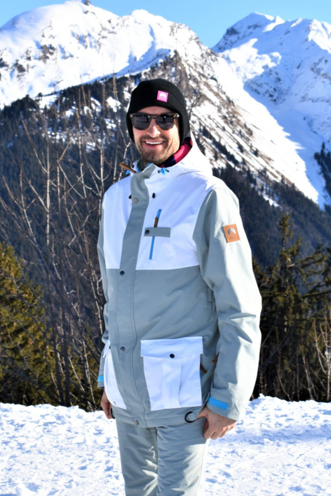 Mens Ski Jacket - White, Grey (front)