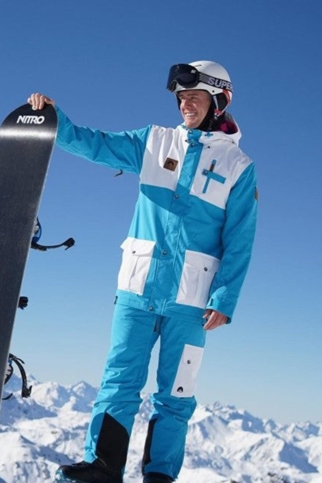 Yeh Man Men's Ski Snowboard Jacket - Blue & White