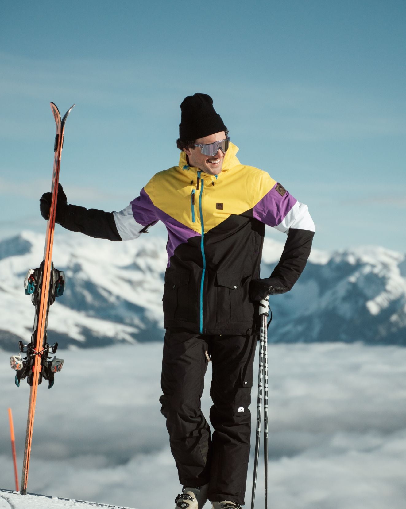 Fresh Pow Men's Ski & Snowboard Jacket - Yellow, Purple & Black